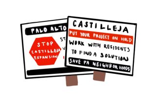 Art of the Castilleja Reimainged lawn signs that are being posted around the neighborhood. 