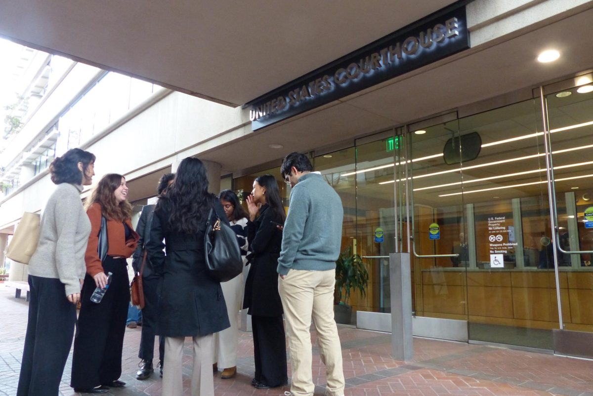 Stanford daily staff stand outside the San Jose Federal Court House on Nov. 19.