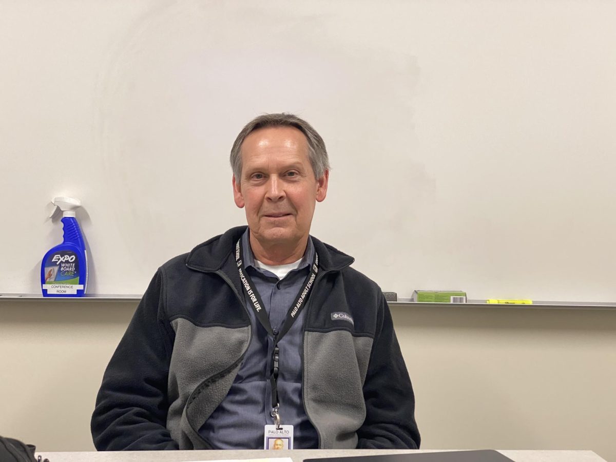 Retiring Palo Alto Adult School Principal Jim Sherman shares experiences from his career during an interview in his office in January. Sherman is one of two Palo Alto Unified School District principals retiring at the end of this year. "All of the people I've worked with here are wonderful, so I'll miss them, that's for sure," Sherman said.